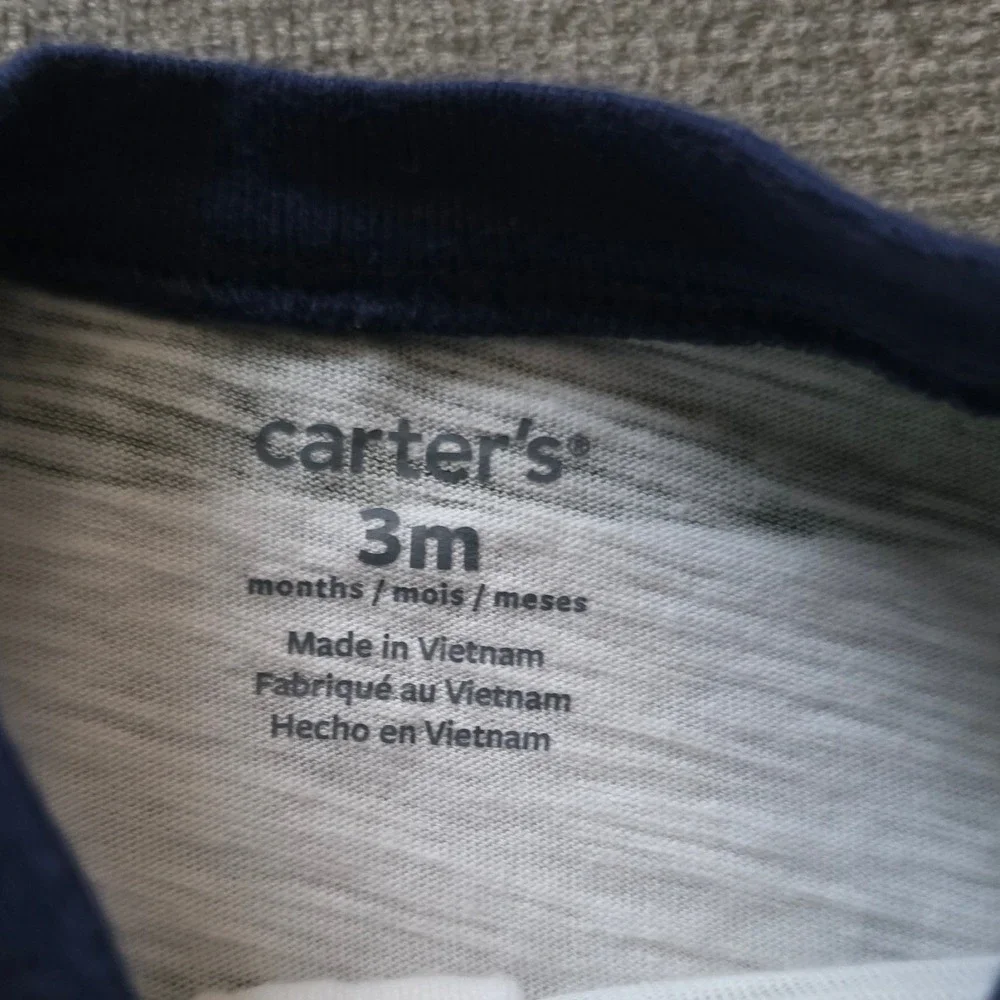 Carters Baby Boy 3M Henley Shirts Set of 2 Striped Slub Knit Green Blue 3 Months